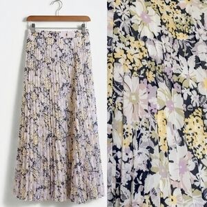 Chaps Women Chiffon Ditsy Floral Pleated Georgette Midi Skirt XL Accordion Pleat